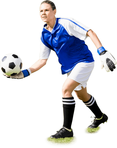 Female football goalkeeper action transparent background
