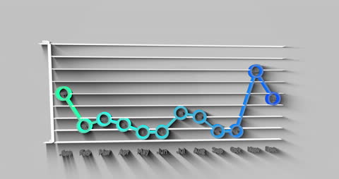Modern 3D Graph with Color Gradient Nodes Representing Data Trends
