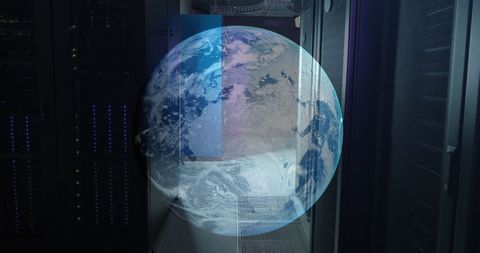 Globe Overlay on Data Servers Illustrating Global Connectivity - Download Free Stock Images Pikwizard.com