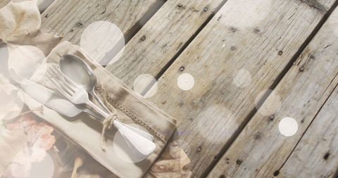 Rustic Autumn Table Setting with Cutlery on Wooden Surface - Download Free Stock Images Pikwizard.com