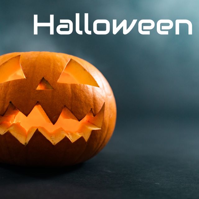 Halloween Carved Pumpkin with Glowing Eyes and Grinning Face - Download Free Stock Templates Pikwizard.com