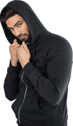 Transparent Portrait of Handsome Man Wearing Hoodie
