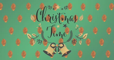 Festive Christmas Time Greeting with Ornaments and Bells