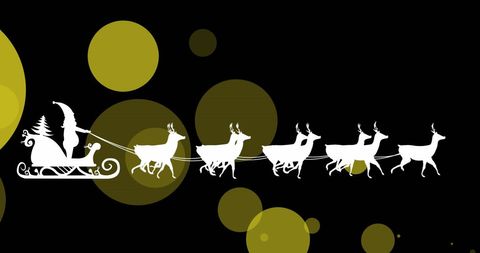 Modern Santa Sleigh Silhouette with Reindeer Art
