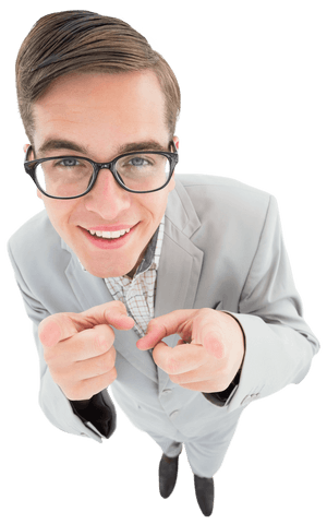 cheerful transparent geeky hipster pointing confidently at camera - Download Free Stock Videos Pikwizard.com