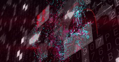 Abstract Digital Interface with Glowing Data Points and Network Lines