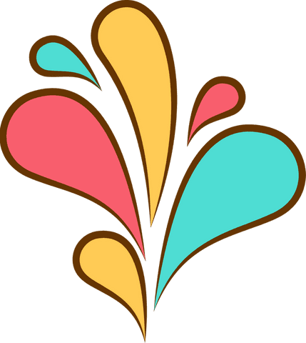 Abstract multicolor droplet splash on transparent background