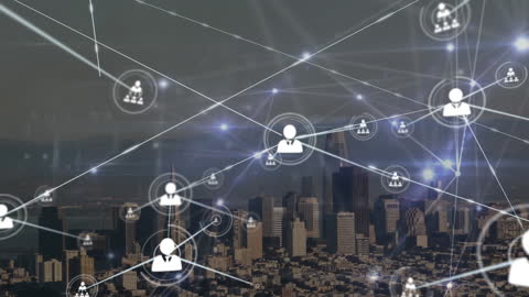 Digital Networking Concept Overlay on Urban Cityscape