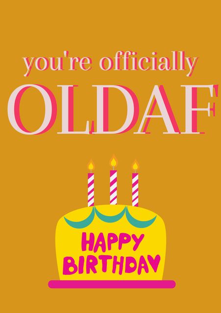 Humorous Birthday Card with Cake and Bold Message - Download Free Stock Templates Pikwizard.com