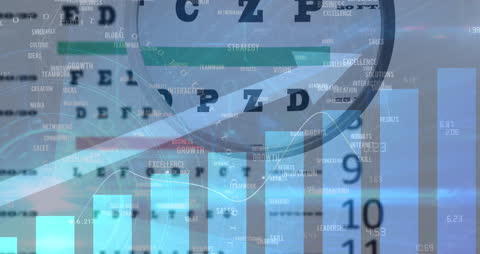 Animated Data Analytics Concept with Eye Chart Overlay