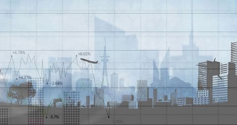 Global Shipping and Travel Statistics with Cityscape Overlay - Download Free Stock Images Pikwizard.com