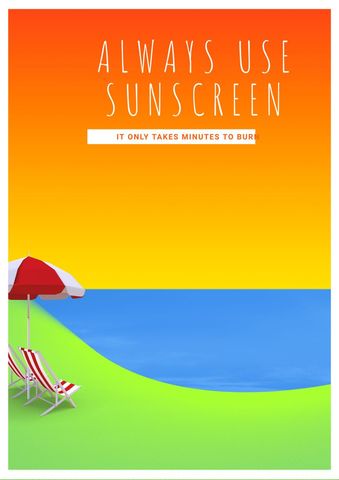 Vibrant Beach Scene Encouraging Sunscreen Use - Download Free Stock Templates Pikwizard.com