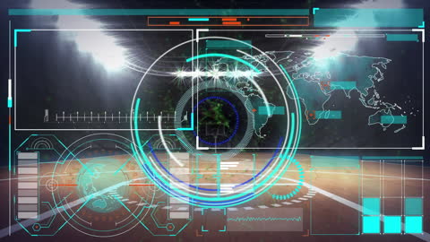 Futuristic Sports Stadium with Data Interfaces