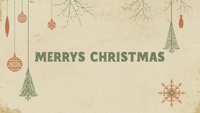 Festive vintage christmas card with rustic ornaments