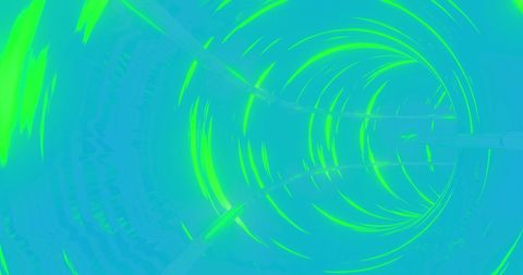 Abstract blue and green tunnel with light trails