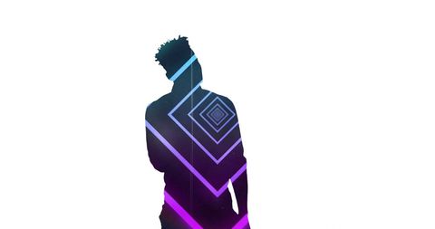 Silhouette with Vibrant Geometric Patterns on White