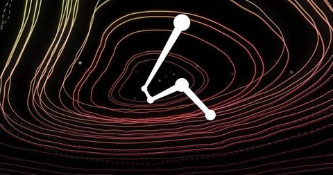 Molecular structure overlay on abstract topographic lines background