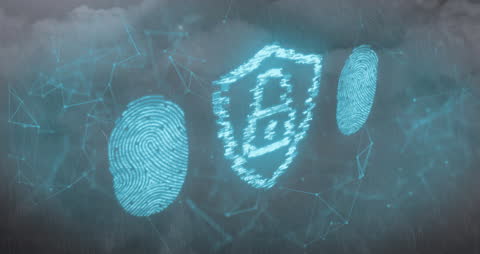 Digital Security Concept with Fingerprint and Padlock Icon