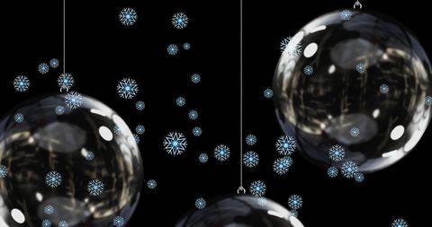 Floating Transparent Christmas Ornaments with Falling Snowflakes - Download Free Stock Images Pikwizard.com