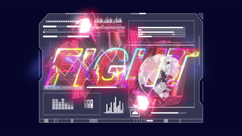 Digital Fight Theme with Futuristic Data Display