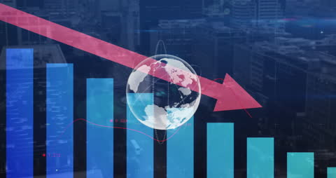 Trends in Global Finances Displayed with Chart and Red Decline Arrow