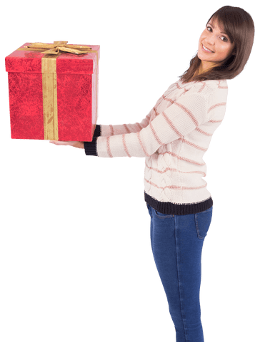 transparent gift giving joy: woman holding wrapped present - Download Free Stock Videos Pikwizard.com