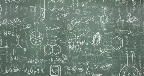 Teeming Blackboard with Scientific Formulae and Illustrations - Download Free Stock Images Pikwizard.com