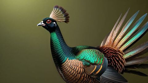 Vibrant exotic game bird animal with iridescent plumage