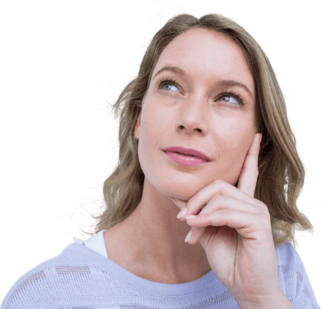 Transparent Thoughtful Young Woman Touching Chin - Download Free Stock Videos Pikwizard.com