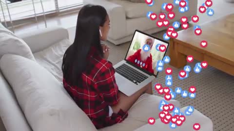 Festive Online Connection: Woman Video Calling