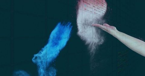 Futuristic Technology Holograph Visualization in Control Room