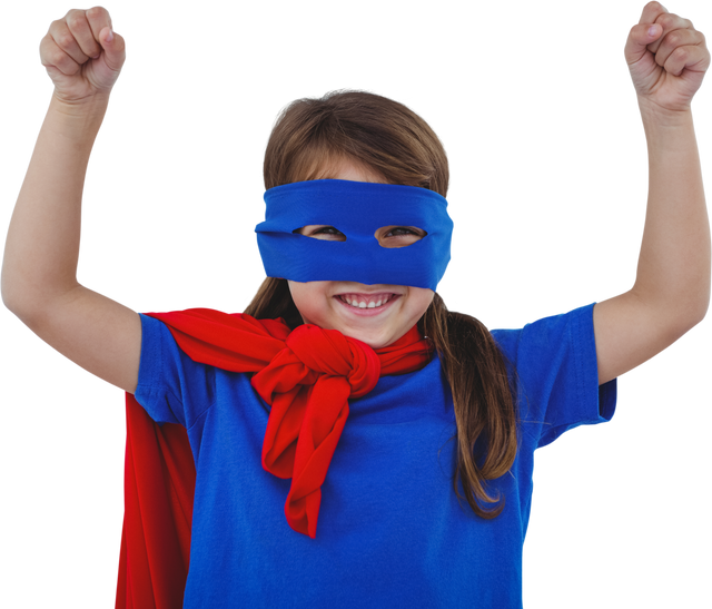 Girl in Superhero Costume with Transparent Cape Raising Fists Confidently - Download Free Stock Videos Pikwizard.com