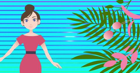 Digital animation of woman discussing plant growth
