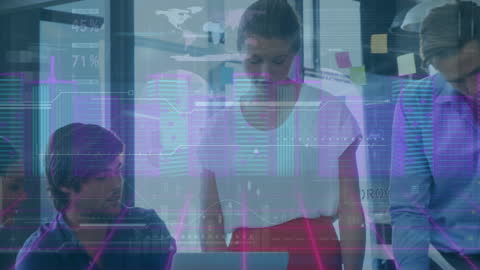 Diverse Business Team Analyzing Technology Data in Modern Office