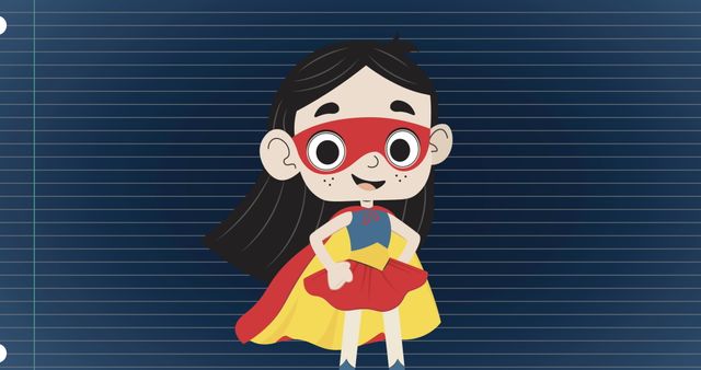 Young Girl in Superhero Costume Standing Proud with Red Cape - Download Free Stock Images Pikwizard.com