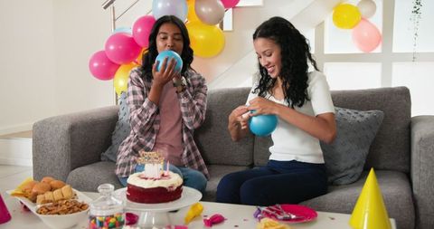 Celebrating Birthday With Cake and Balloons at Home