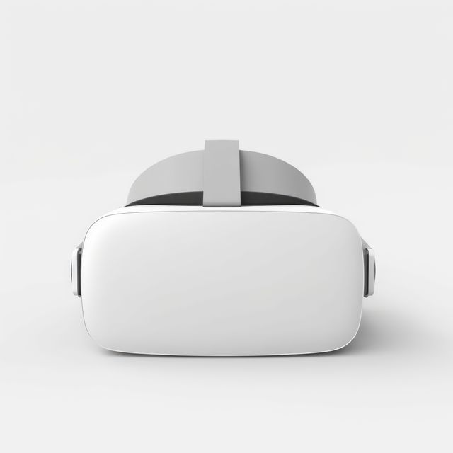 White vr headset on white background with copy space, created using generative ai technology. Virtual reality and digital interface technology concept digitally generated image.