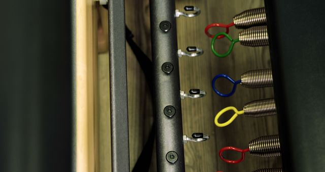 Close-up of Colorful Springs in Fitness Equipment - Download Free Stock Images Pikwizard.com