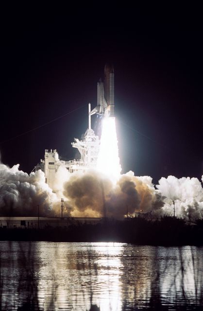 STS113-S-005 (23 November 2002) --- Against a black night sky, the Space Shuttle Endeavour heads toward Earth orbit and a scheduled link-up with the International Space Station (ISS). Liftoff from the Kennedy Space Center's Launch Complex 39 occurred at 7:49:47 p.m. (EST), November 23, 2002. The launch is the 19th for Endeavour, and the 112th flight in the Shuttle program. Mission STS-113 is the 16th assembly flight to the International Space Station, carrying another structure for the Station, the P1 integrated truss. Crewmembers onboard were astronauts James D. Wetherbee, commander; Paul S. Lockhart, pilot, along with astronauts Michael E. Lopez-Alegria and John B. Herrington, both mission specialists. Also onboard were the Expedition 6 crewmembers--astronauts Kenneth D. Bowersox and Donald R. Pettit, along with cosmonaut Nikolai M. Budarin--who went on to replace Expedition 5 aboard the Station.