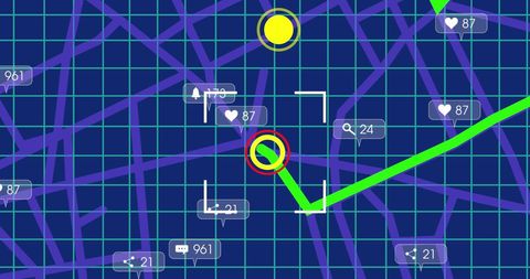 Social Media Interaction Overlay on Digital Navigation Map - Download Free Stock Images Pikwizard.com