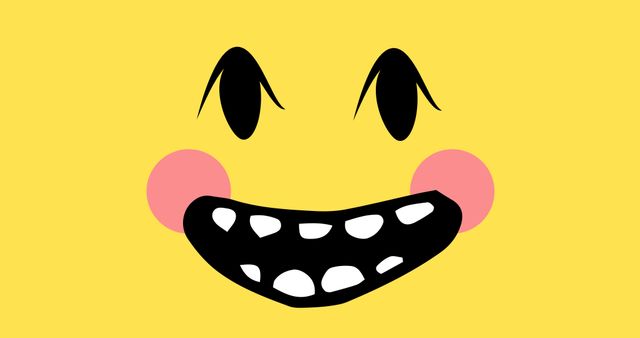 Illustration of smiley icon on yellow background. Mood and feeling, emotion, happiness, emoticon, vector, cartoon, computer graphic, humor.