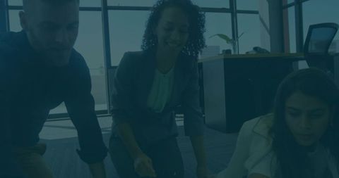 Diverse Colleagues Collaborative Brainstorming in Modern Office