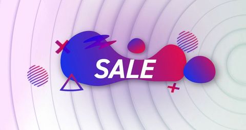 Colorful Geometric Shapes with Sale Text on Abstract Background