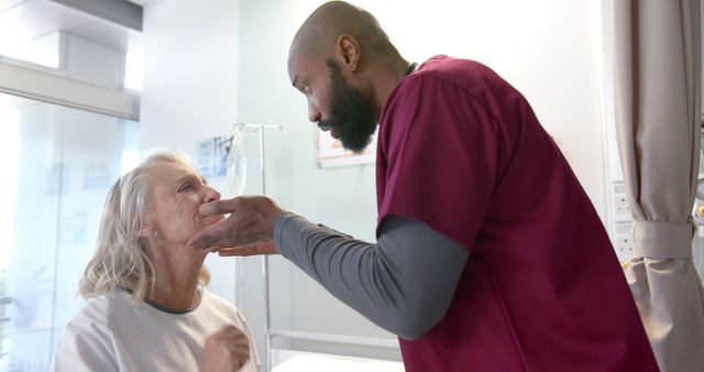 Caring Nurse Assisting Elderly Patient in Hospital Room - Download Free Stock Images Pikwizard.com