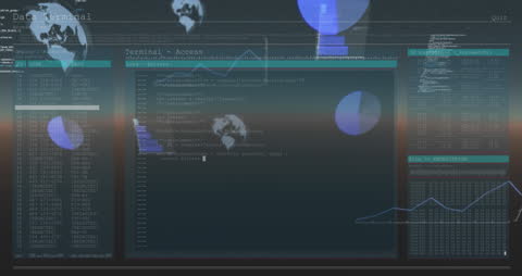 Futuristic Interface Display with Data Processing Elements
