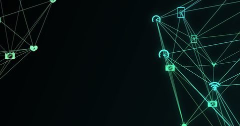 Futuristic Digital Interface with Network Connections and Padlock Icons - Download Free Stock Images Pikwizard.com