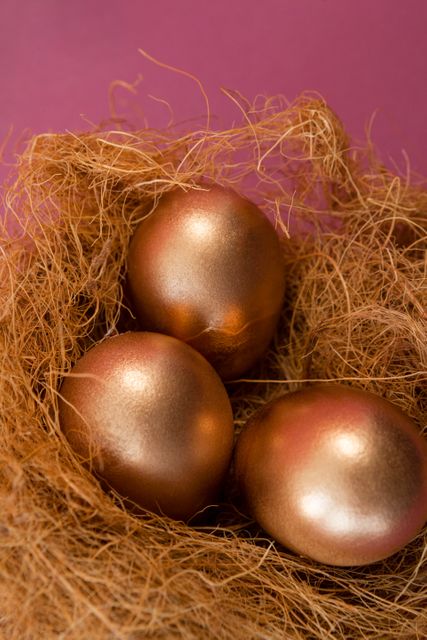 Golden Easter Eggs Nest Close-up - Download Free Stock Photos Pikwizard.com