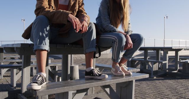 Casual Urban Outfitters Hanging Out on Park Bench - Download Free Stock Images Pikwizard.com