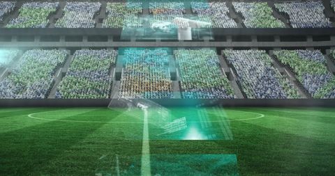 Digital Data Overlay on Soccer Stadium Field