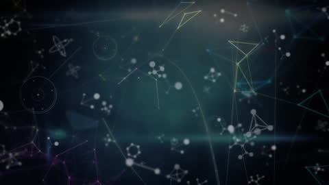 Abstract Molecular Network and Connected Nodes in Dark Background